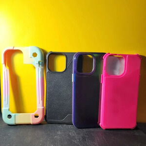 Apple iPhone 13 Pro Max Case Lot Soft Silicone Pink Black Blue